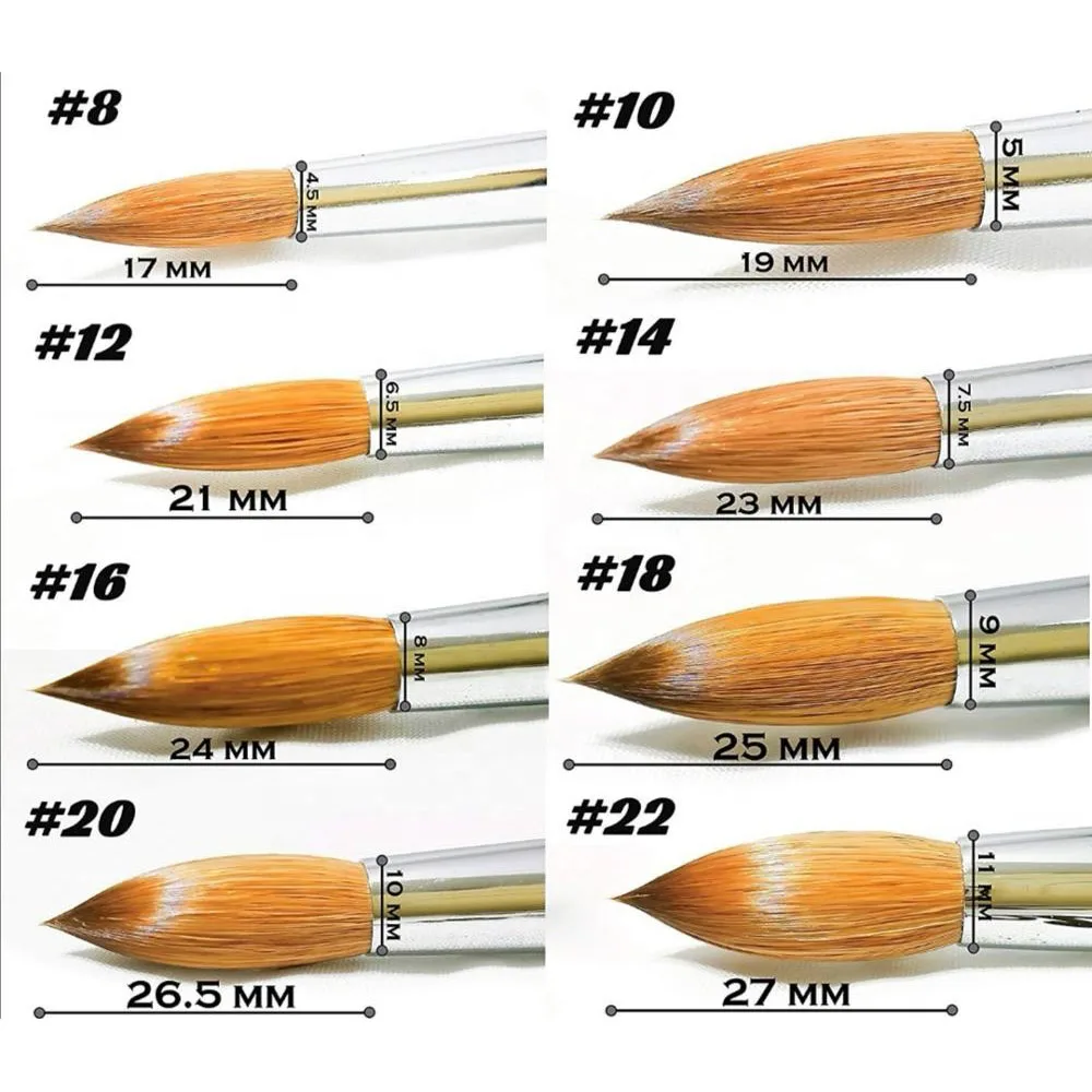 New Synthetic Kolinsky  Brush Nail Art Liner Brushes Dual Ended 3d Nail Art Brush Set Rose Gold Metal Handle