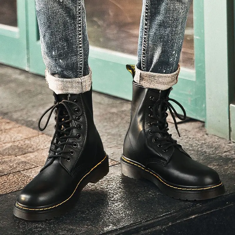 2021 New Style Shoes Work Boots Classic Flat Boots Waterproof keep warm Ankle Boots Men Genuine Leather Botas