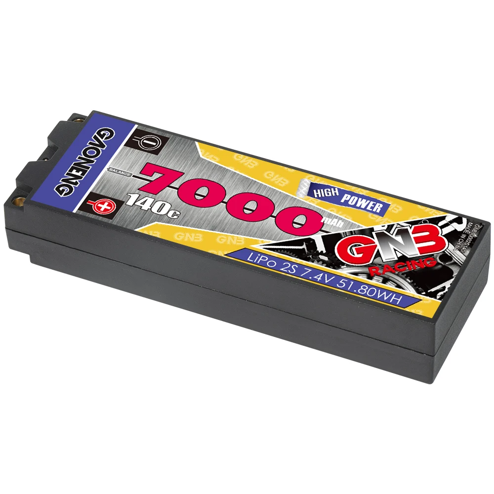 GNB GAONENG 7000MAH 2S 2S1P 7 4 V 140C 5 0mm Bullet Hard Case RC LiPo Battery 1:10 1/10 Scale Car Drift Boat