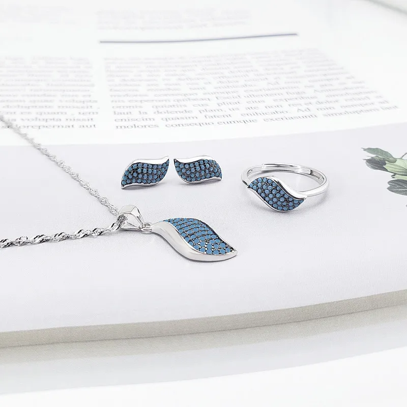 Wholesale Fashion Necklace Turkish Open Ring Geometric 925 Sterling Silver Jewelry Sets For Women