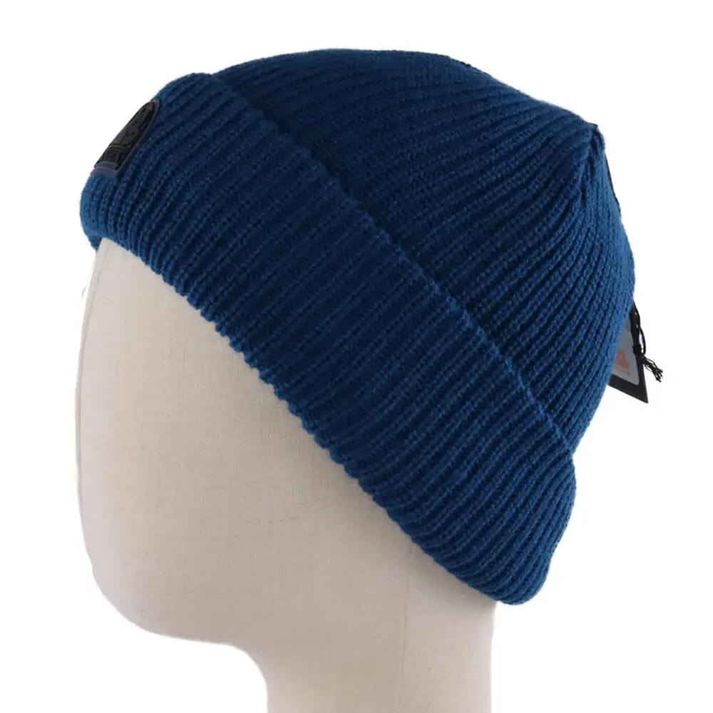 Winter knitted hat factory Custom Cuffed Beanie with Silicone Logo