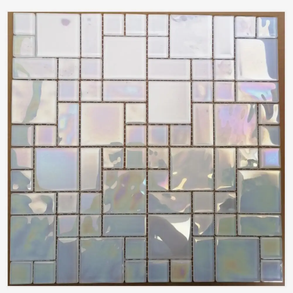 Silver shell tiles glass mosaic wall,silver mirror mosaic glass tile bathroom,swimming pool glass mosaic tile