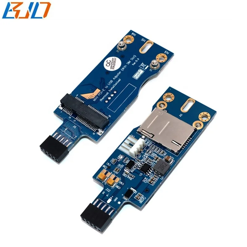 Mini PCI-e 52PIN PCIe to USB 9Pin Female Adapter Riser Card with SIM Slot Ver 5.0 for GSM GPS GPRS WLAN 3G 4G LTE Modem Module