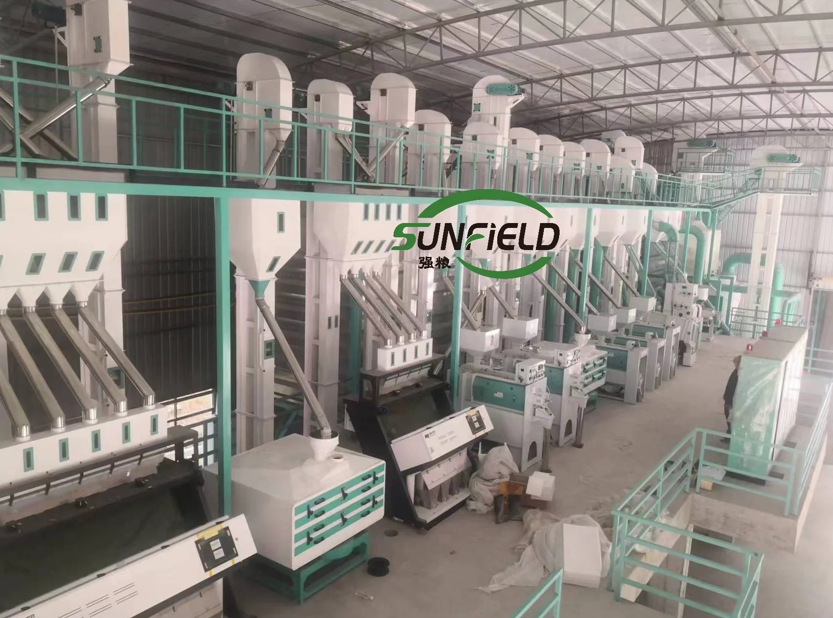 Sunfield 15-20 ton/day Complete-set Full Function Automatic Rice Milling Production Line with de-stoner grader color sorter