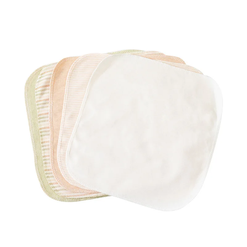 Newborn 5-Piece Color Organic Cotton Solid Little Face Towels Baby Washcloth Set