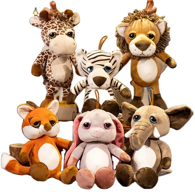 New simulation big eyed plush tiger zoo animal plush cuddly stuffed giraffe fox lion jungle plush animals child gift