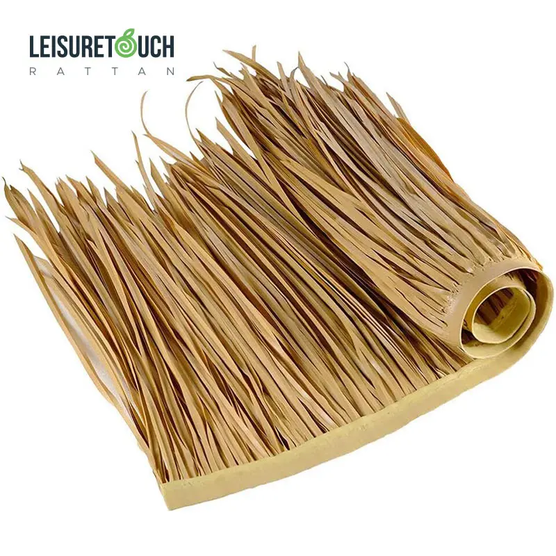 Thatch simulated artificial uv protected under roofing palm fireproof pvc wholesale roof roll synthetic thatch roof synthetic