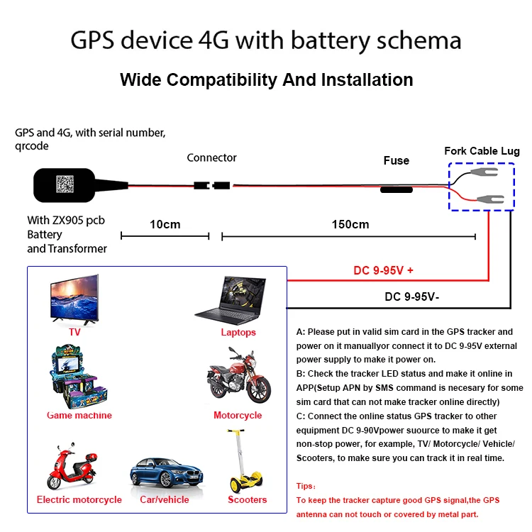 Прост в использовании DC 9-90 В GT06 Автомобильный GPS трекер 4G режиме реального времени с бесплатным приложением для отслеживания ТВ/ноутбука/мотоцикла/скутера