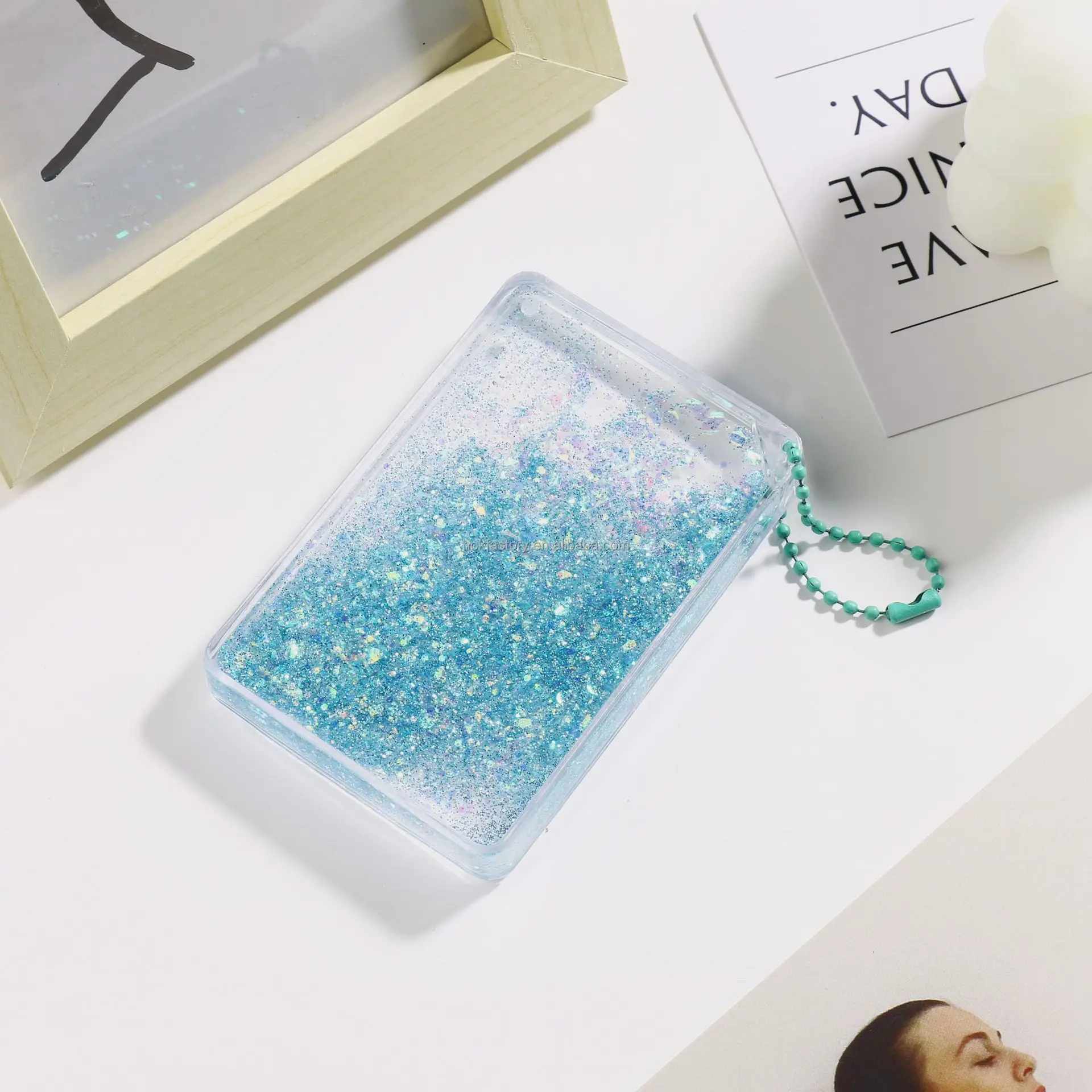 Acrylic Quicksand Gu card Mahjong Gu Pan card brick set transparent ice cube card brick pendant