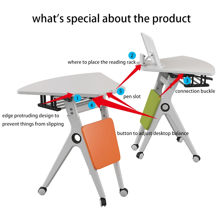 2020 New Flip Top Conference Table Folding Training Table With Wheels For Office School