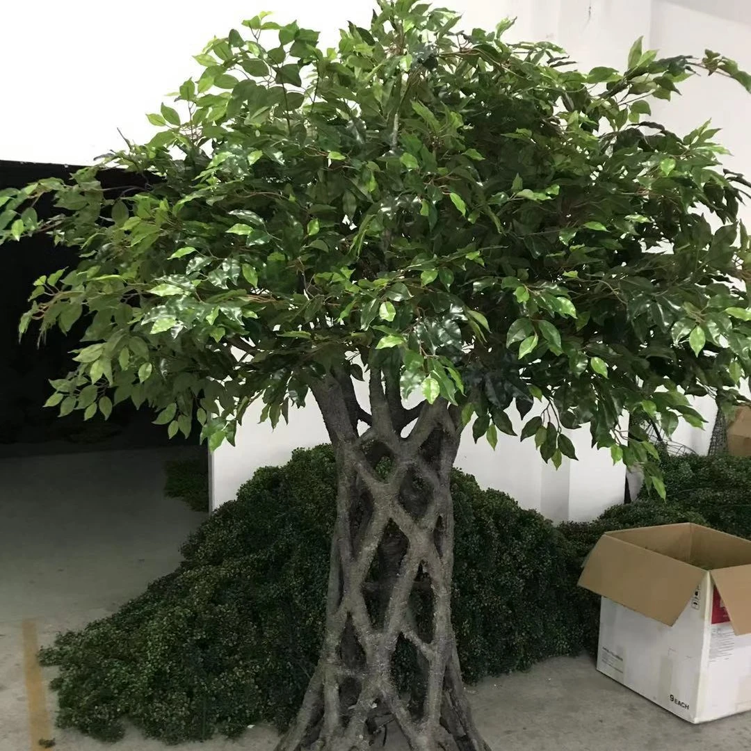 ARTIFICIAL TOPIARY plant Flower basket banany tree with real bark 15  feet height hotel engineering garden decorative customized