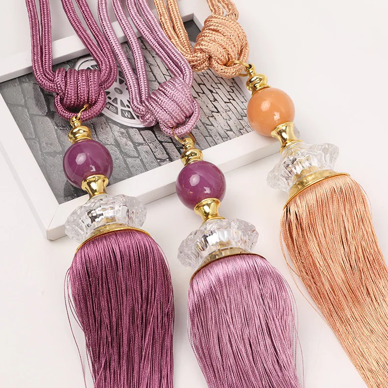 Creative jade crystal ball curtain tieback rope Modern curtain straps and rope Spot goods magnetic curtain tie back rope