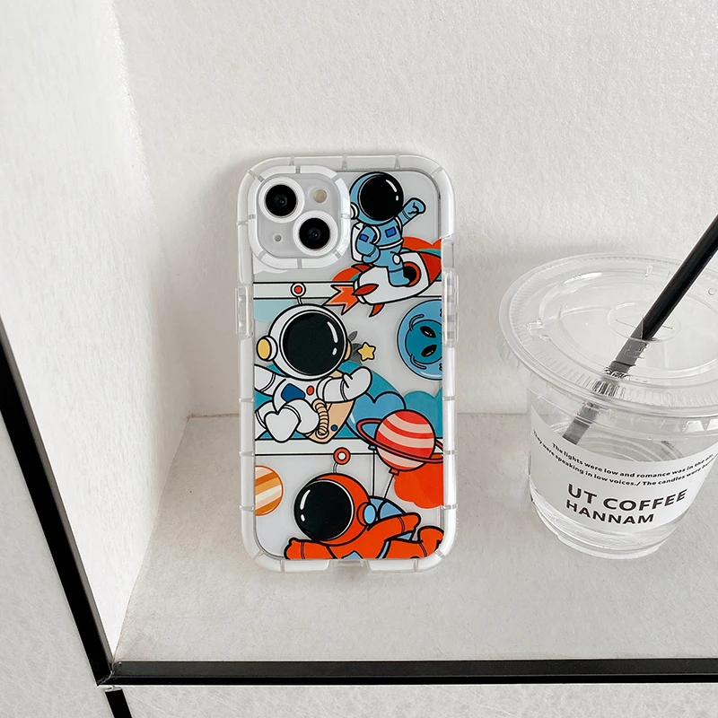 Luminous Glow in the Dark Astronaut Fluorescence For iPhone Cover Luxury Woman for iPhone Cover Matte Black For iPhone Cover