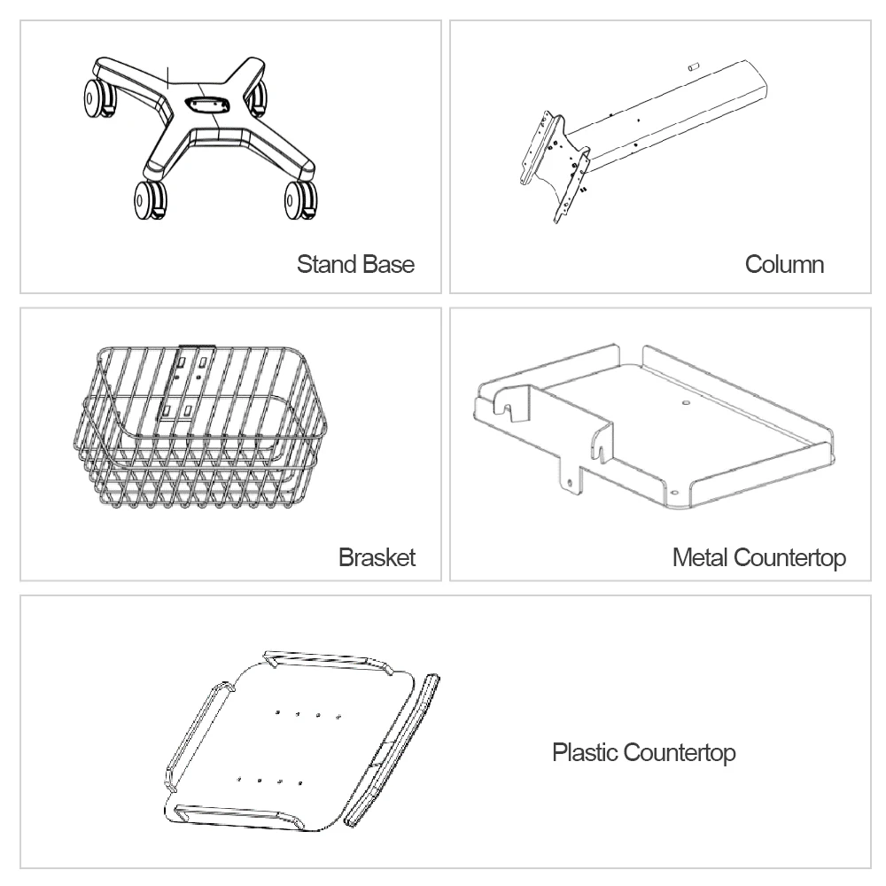 Medical Fixed Height ECG Trolley ECG Cart with Drawer Hospital ECG Laptop Cart