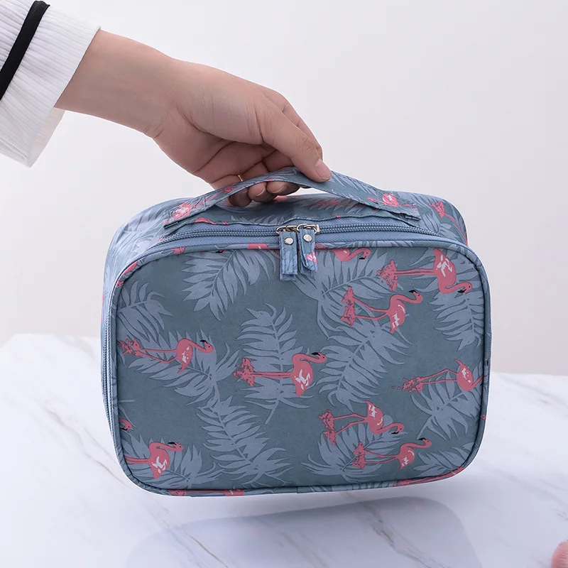 Large Capacity Portable Makeup Bag Portable Two-Way Zipper Travel Cosmetic Case with Ins Style Makeup Storage Bag