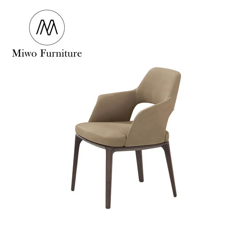 Designer Modern luxury upholstered coffee chairs Pu leather wooden armchairs restaurant tables and chairs