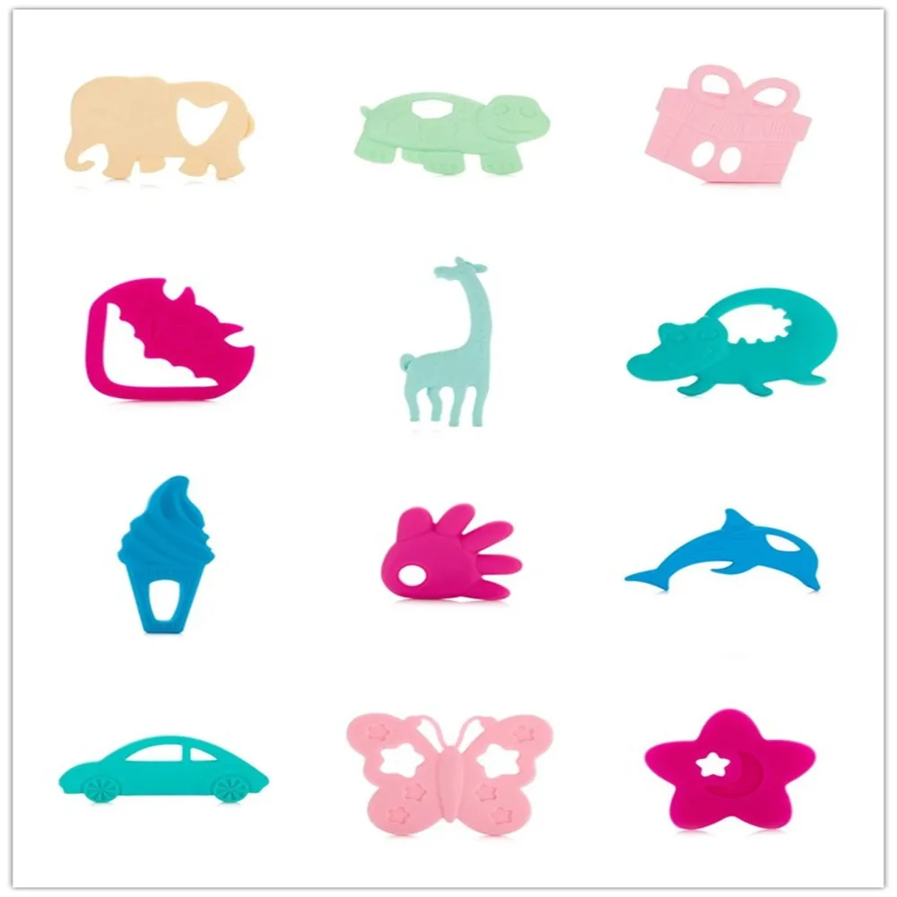 Animal model silicone baby teether soft silicone chewing gum baby teether toy tender silicone fruit teether for baby infant