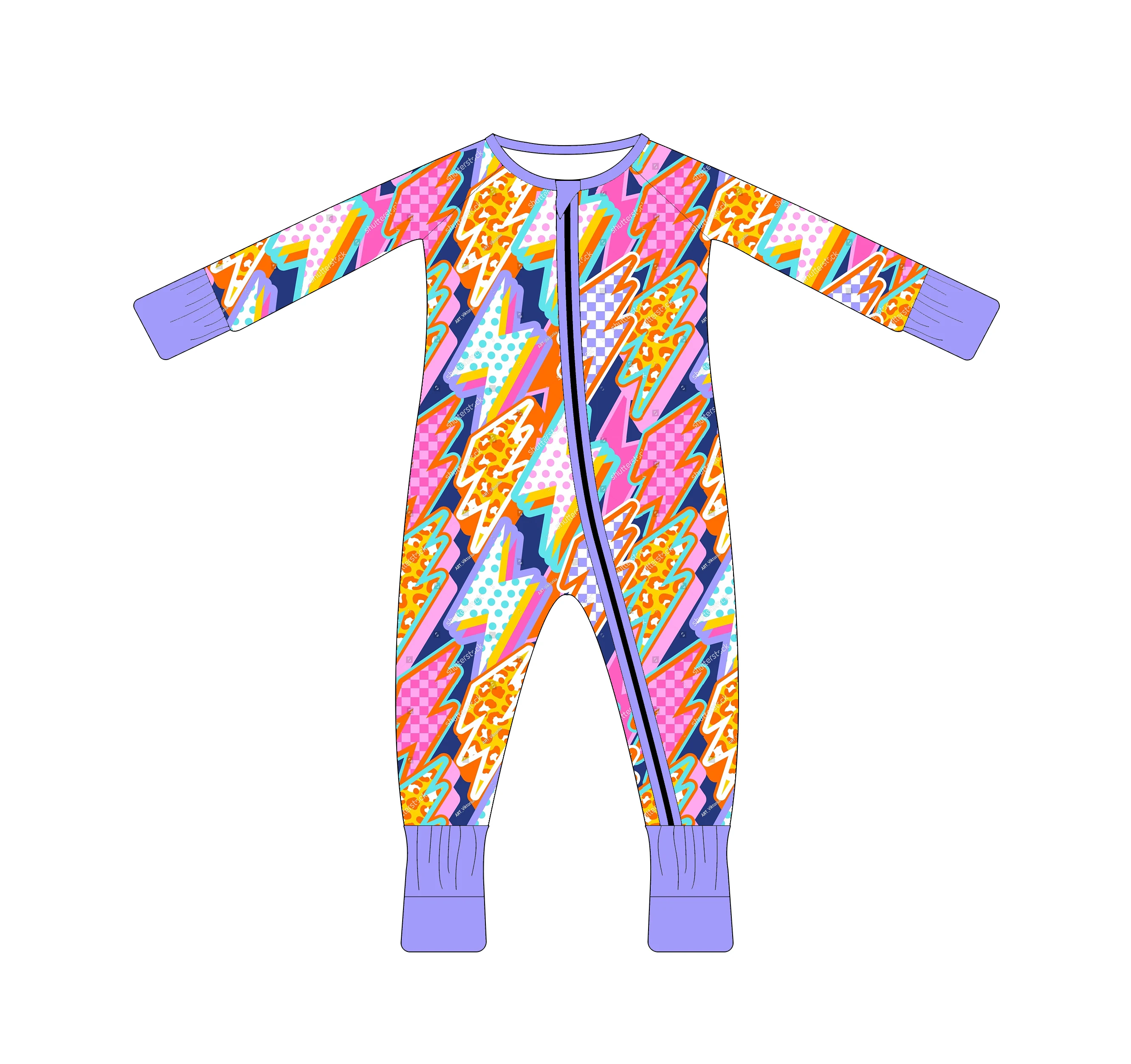 Bamboo Baby Clothes Custom Tag Baby Zipper Romper with Two Zipper Comfortable Soft Custom Urban Style Pajamas Baby Pajamas