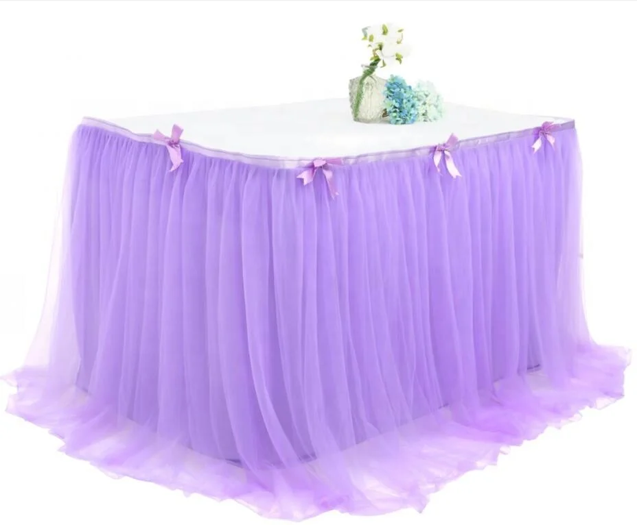 
wedding ruffled mesh tulle table skirt tutu table skirt lavender decorative 
