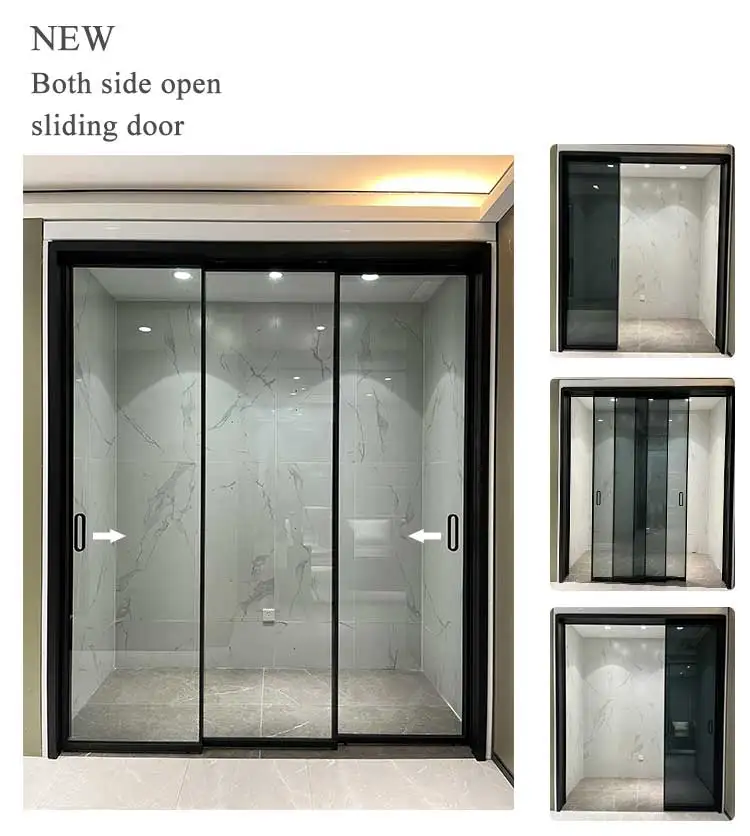 HDSAFE office door manufacturer soft closing telescopic panel sliding door living room Luxury indoor glass panel door aluminum