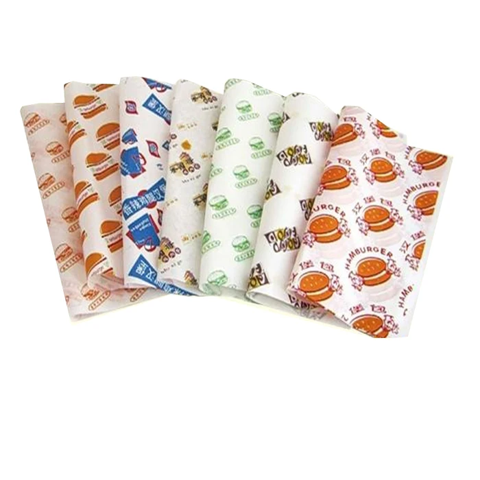 
Custom printed oilproof food wrap paper for burger, sandwich 