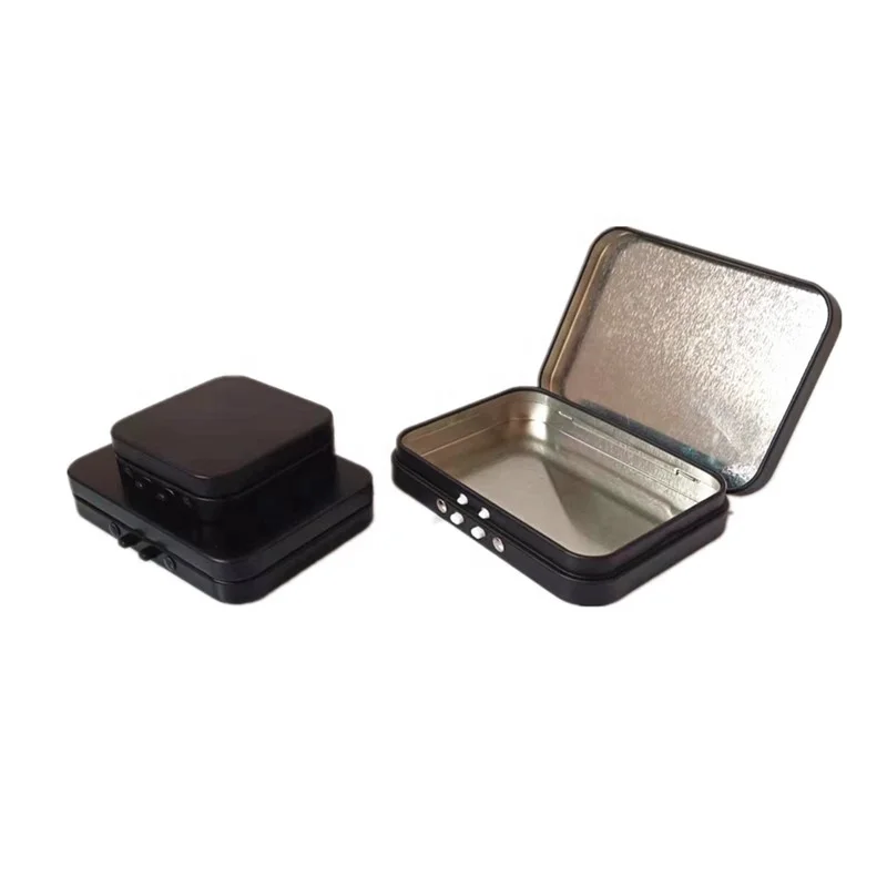Childproof tin box with lid air tight child safety lock tin slide tin with CR lock for rolls gummies mints bites