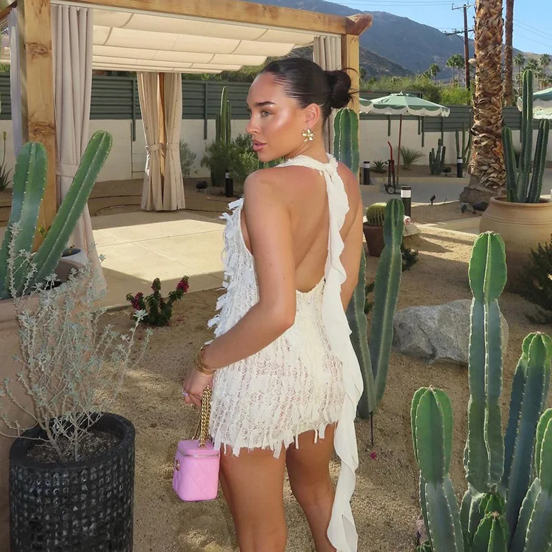 New Product Ideas Deep V Neck Breathable Backless Sexy Elegant Mini Dresses for Women