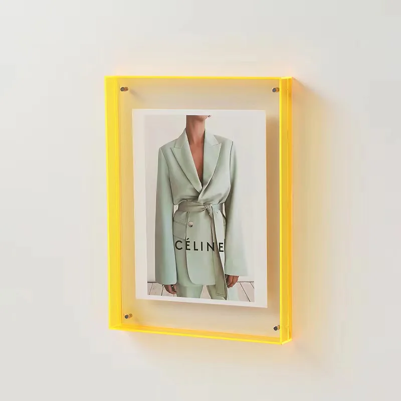 New Custom Colorful Plexiglass Display Box Transparent Acrylic Photo Frame with Dust Cover Customizable