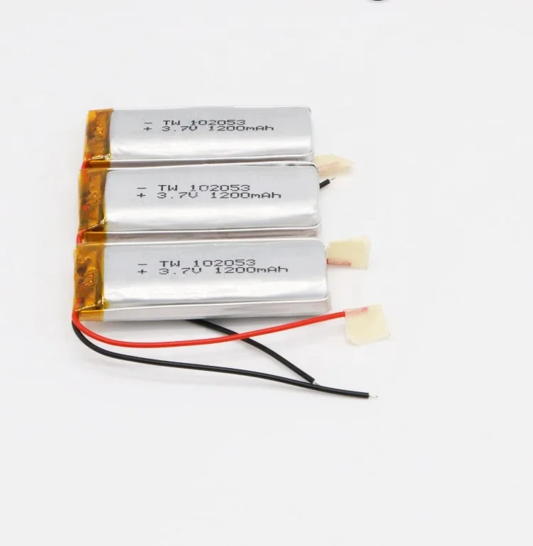 102053 1200mah 3.7v high capacity size rechargeable small lithium polymer ion battery cells pack