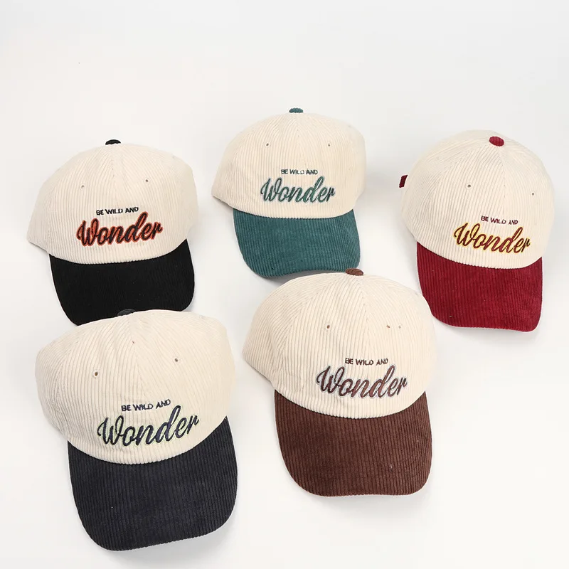 Corduroy Fabric 3D EmbroideryLetter  6 Panel Baseball Cap  Custom High Quality Outdoor Unisex Adults Winter Headwear Warm Goras