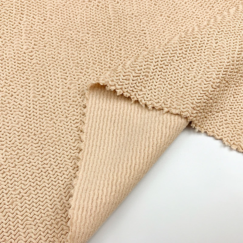 4 way stretch nylon spandex twist seersucker knit soft bikini swimwear jacquard fabric for dresses