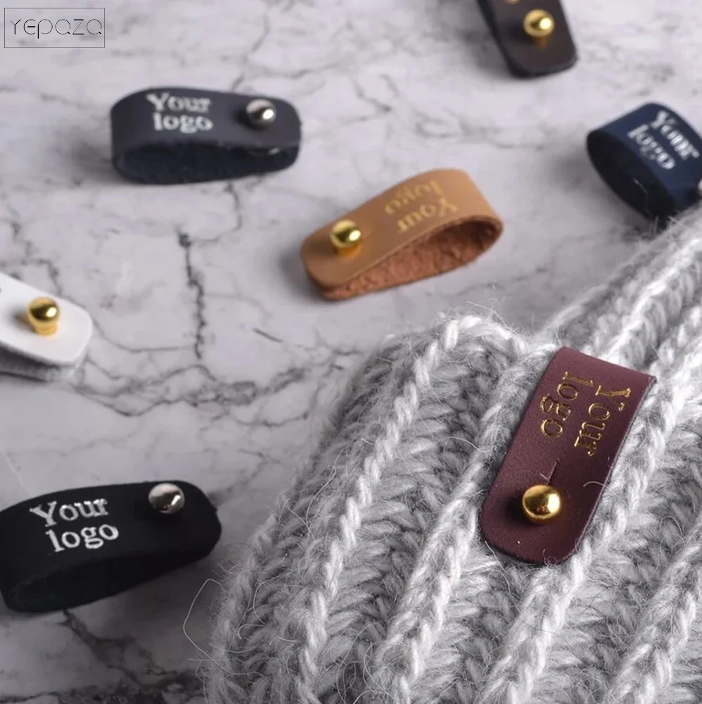 Custom personalized faux leather tags with rivets Crochet vegetable leather tags custom engraved tags