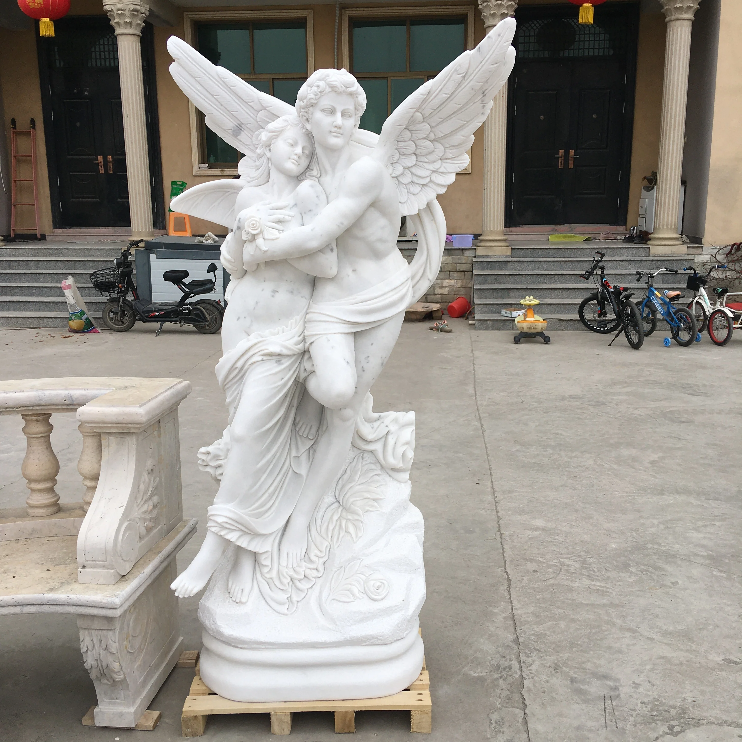 Life Size Luxury Decor Outdoor Garden stone carving marble Sexy Girl Angel woman sculpture male statue