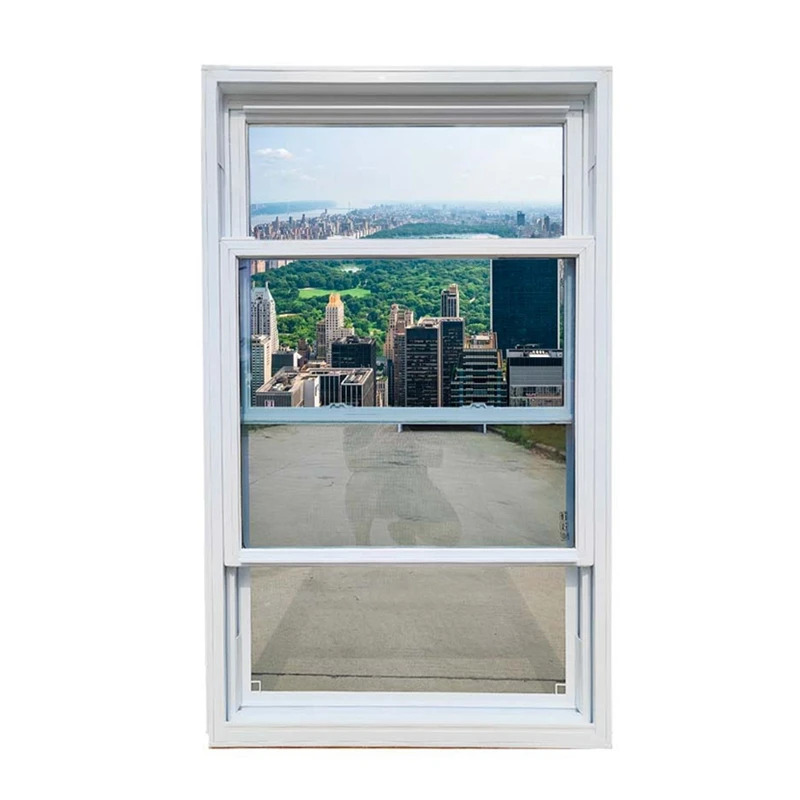 Customized logo soundproof double tempered glass upvc double hung sliding windows for home