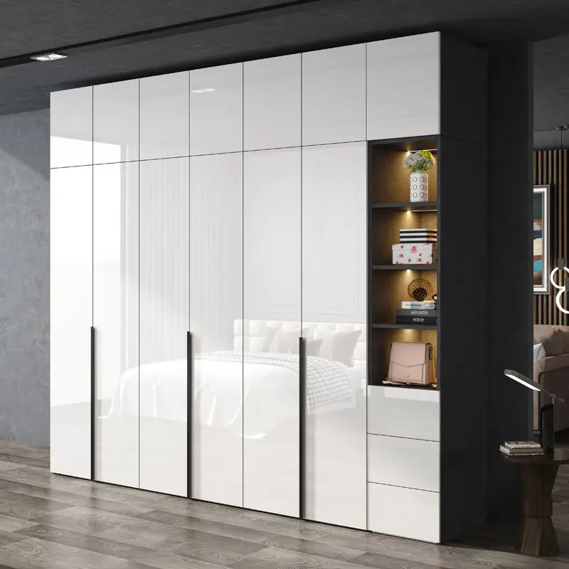 High Gloss Shinny Surface Bedroom Furniture Closet Wardrobe With Dressing Table Wardrobe