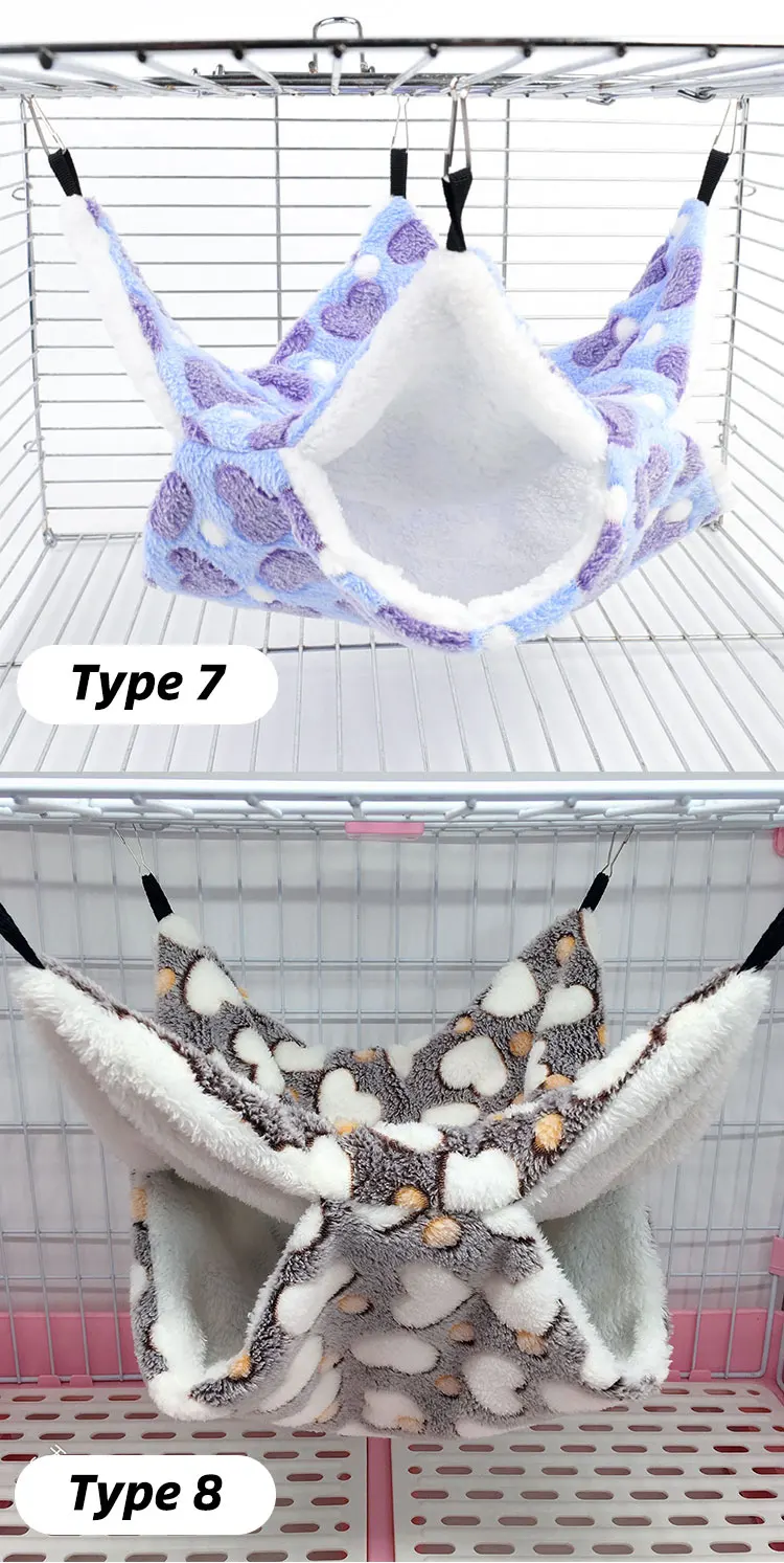 Spring Autumn Warm Bed House Cage Toys Cute Double Hammock Hamster Warm House