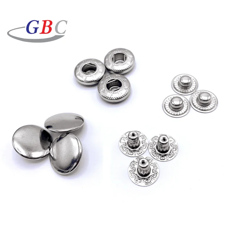 Different size metal press stud snap fasteners for clothes