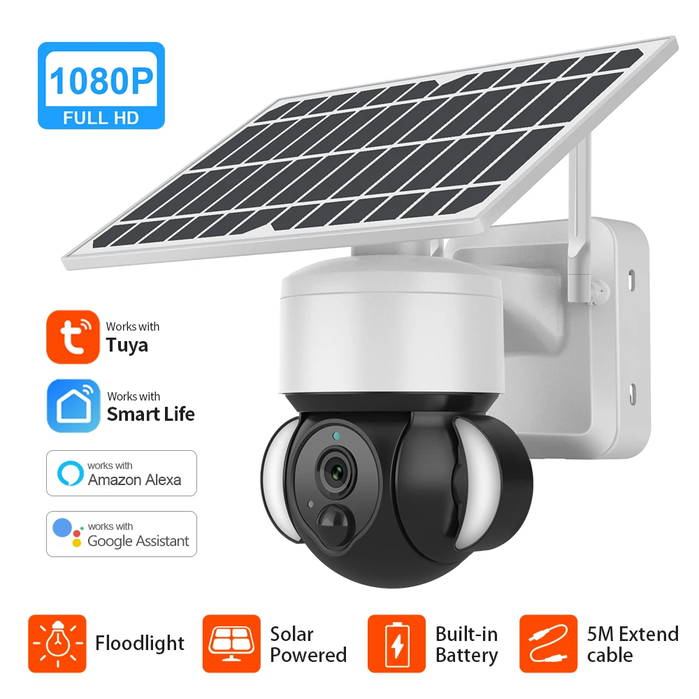 2022 new arrival Solar battery camera wireless wifi camera with solar powered for outdoor tuya smart life APP
