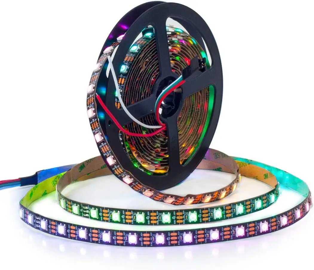 Biumart WS2812B RGB LED Strip 16.4FT SMD5050 60 LED Pixel IP20 Chasing Effects Dream Color Individually Addressable LED Strip