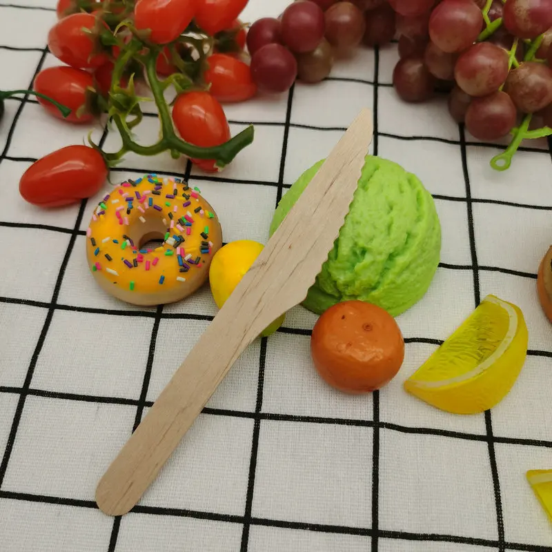 Disposable Wooden Cutlery Spoons Fork Knife for Desserts Customized Package