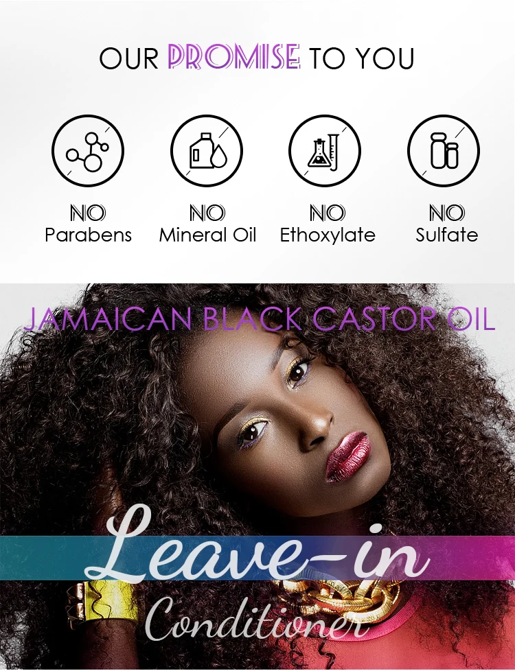 Black Castor Oil Sulphate Free Split Ends Coconut Leave In Conditioner For African Hair Smooth And Moisturize