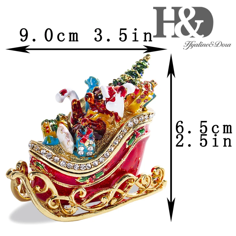 H&D Christmas Bear Decor Jewelled Enameled Trinket Box Christmas Gift Tabletop Ornament