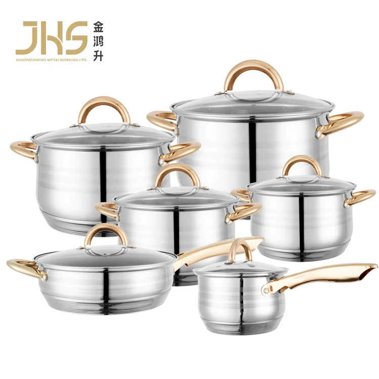 JHS 13 шт. Ресторан кастрюля Нелипкая сковородка для жарки кастрюль и сковородок посуда из нержавеющей стали коокинваре