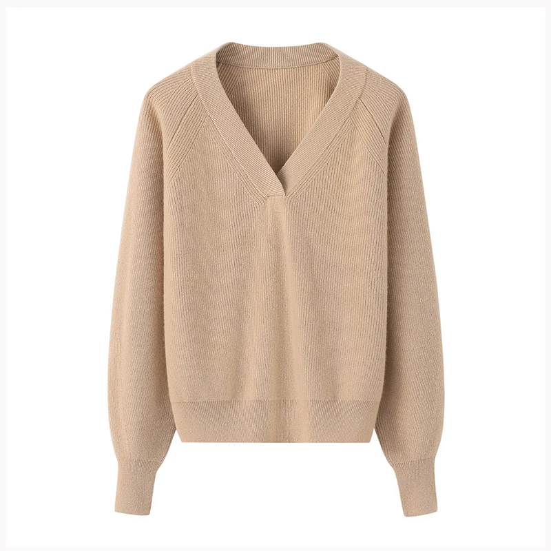 GUOOU autumn new arrival casual oversize v-neck long sleeve winter sweater women