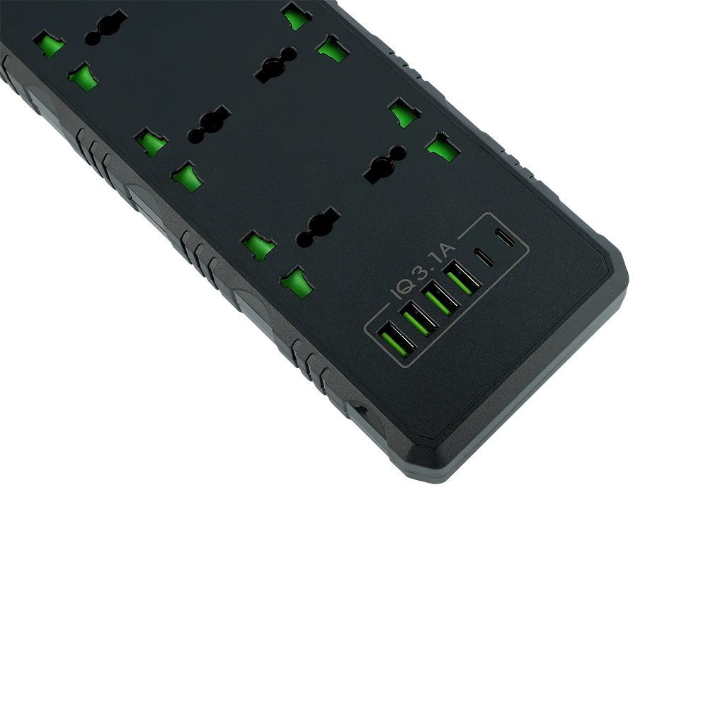 Hot Sale Pc 16a Extention Board Plug 6 Way Outlet Power Strip Socket 4usb+2pd With 2 Meters Usb Plug Socket