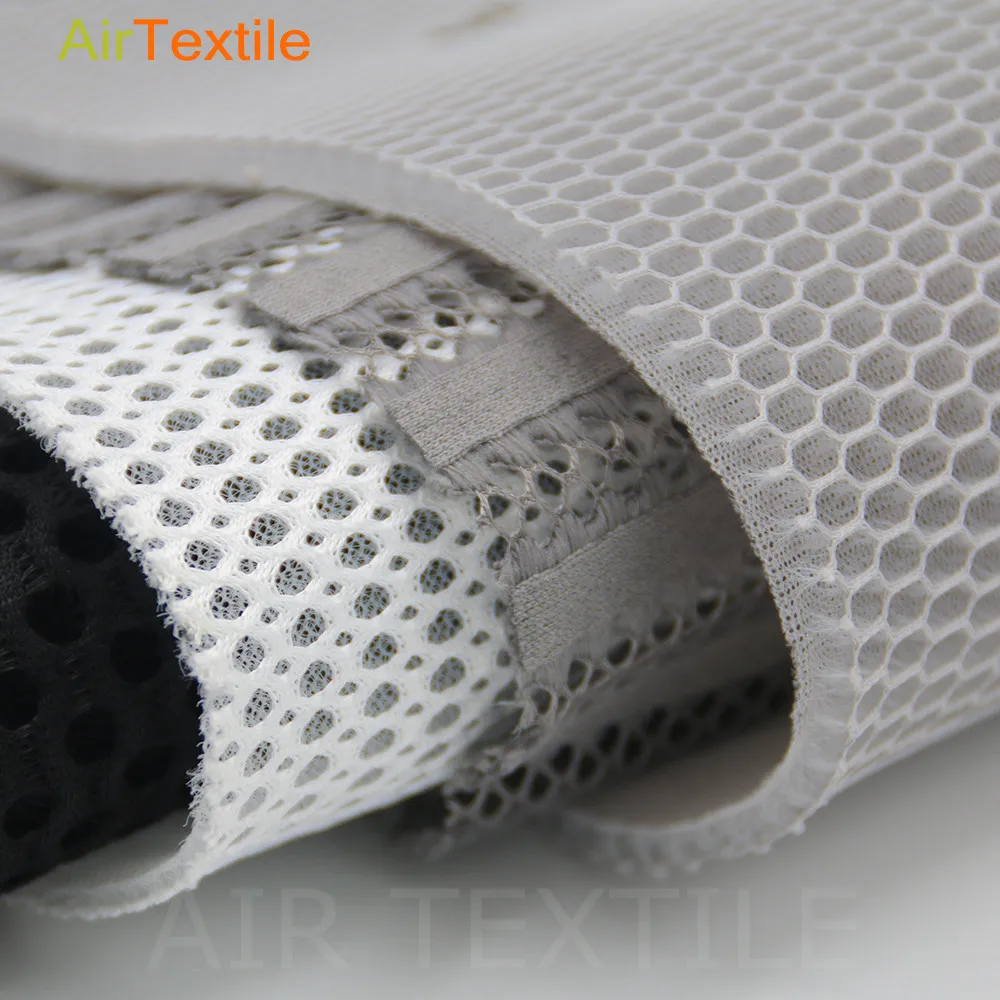 2.5 mm Breathable black polyester 3d cool air mesh fabric with holes