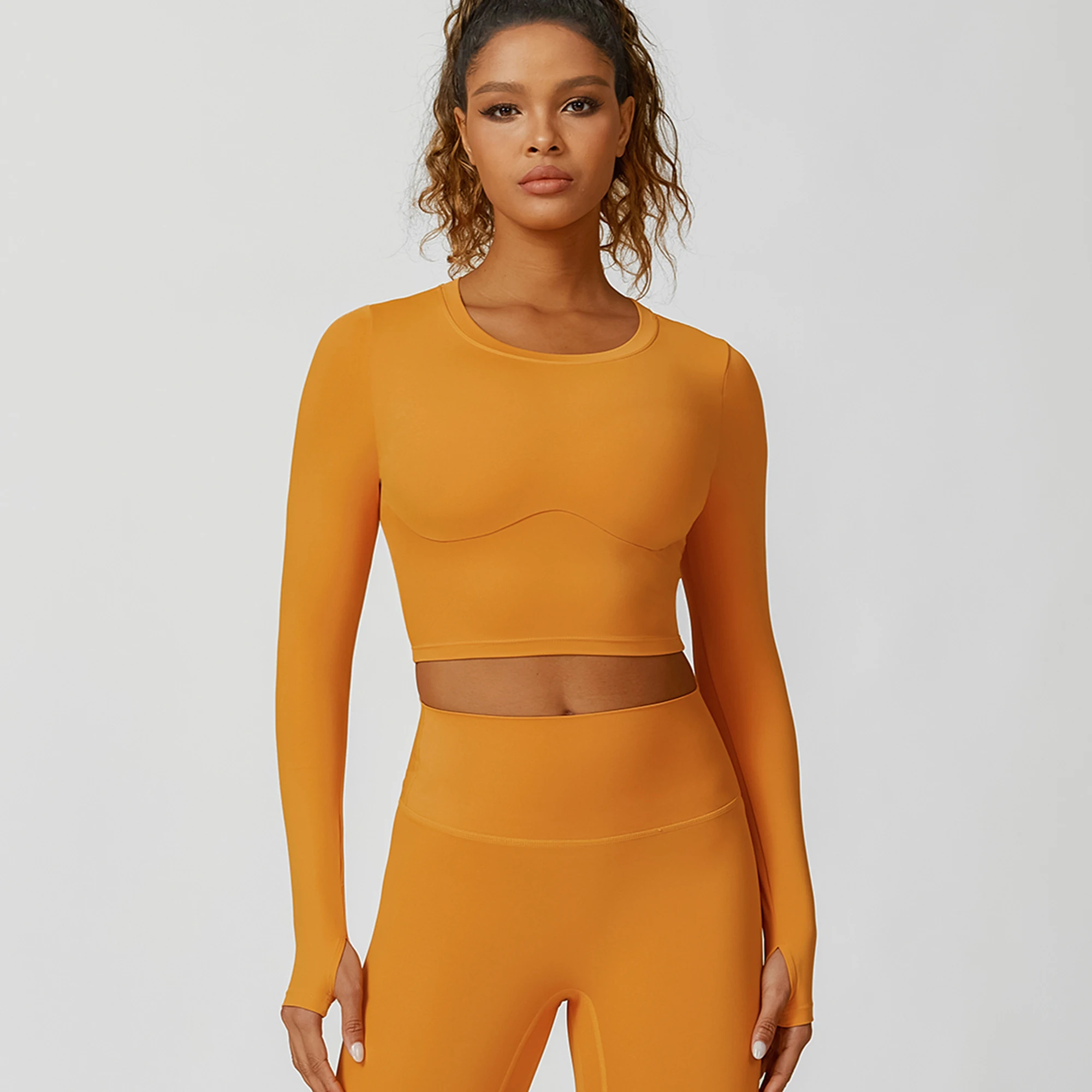 Two Kinds Long Sleeves Top Leggings Set Padded Push Up Wear Eight Charming Colors Available Compression Tights Bottom All Season