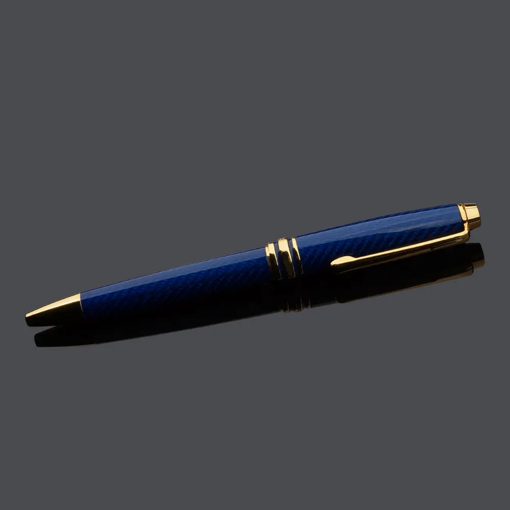 Luxury Dark Blue Carbon Fiber Classic Mont Blank Metal Ballpoint Pen