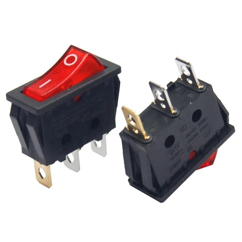 16A 32x14mm 125V 3 Pin AC Rocker Switch with Red LED illuminated ON-OFF boat switch