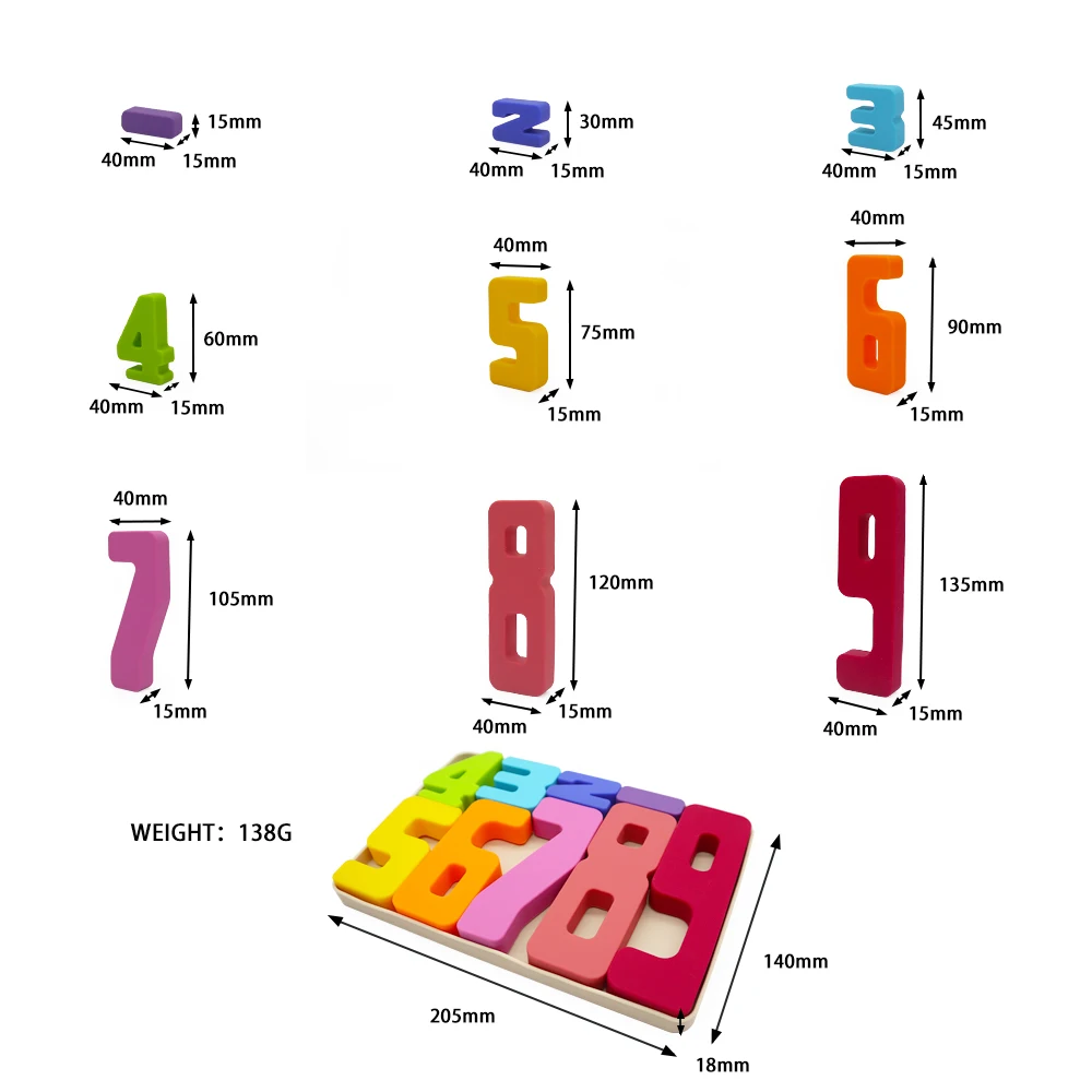 2022 New educational construction DIY 3D number soft play silicone building blocks baby kids puzzle toys